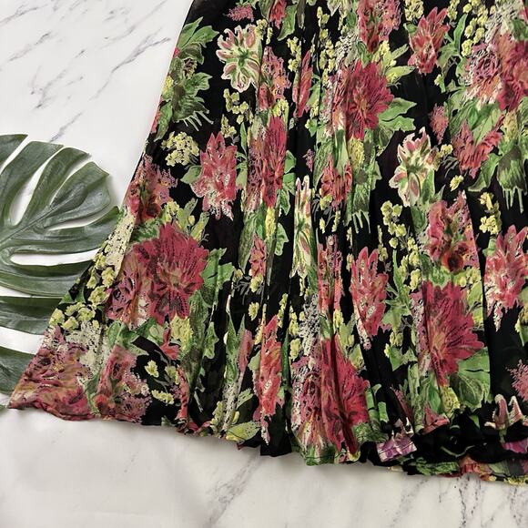 Coldwater Creek Vintage y2k Reversible Midi Skirt Size XL P Black Pink Floral - Picture 13 of 16